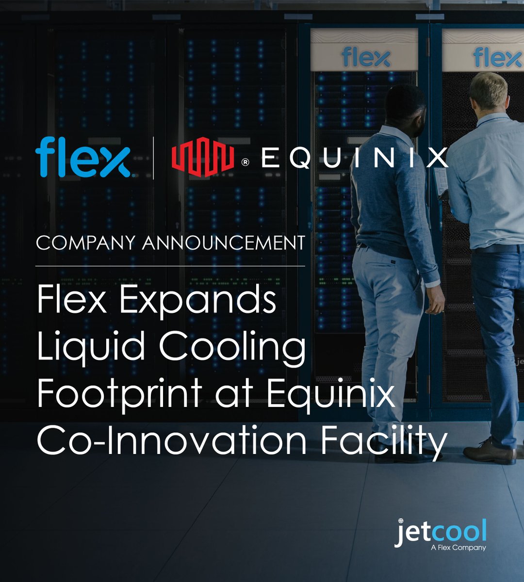 Flexintl's tweet image. Today, we’re excited to announce Flex is expanding its liquid cooling footprint at the @Equinix&apos;s Co-Innovation Facility (CIF). 

Read today’s announcement: brnw.ch/21wXqkA

#DataCenterCooling #RackSolutions #Colocations #LiquidCooling