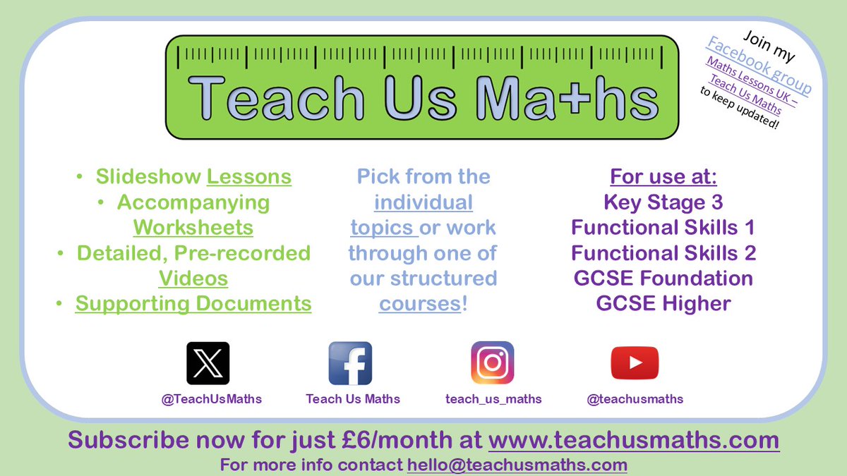 TeachUsMaths's tweet image. Do you have a photo that you’d like to share?
For slideshow lessons, accompanying worksheets, detailed pre-recorded videos, supporting documents &amp;amp; complete courses…subscribe at
teachusmaths.com

#maths #teachers #students #homeeducation