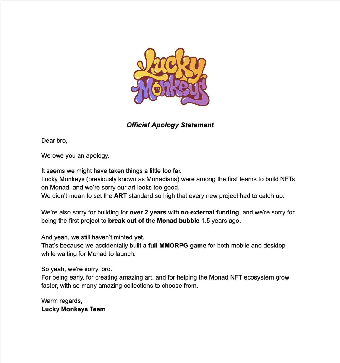 luckymonkeyss's tweet image. We owe you an apology.