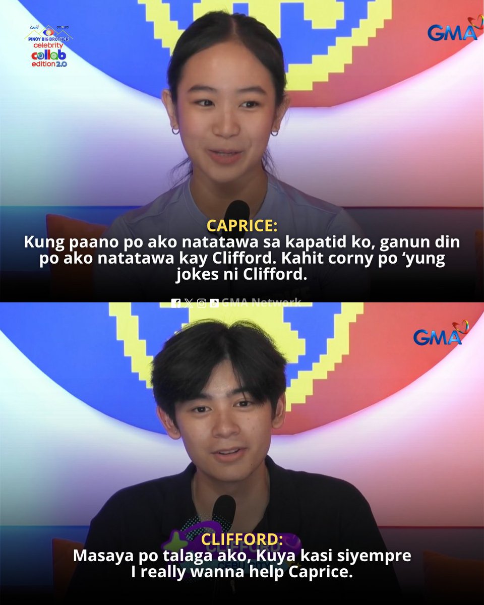 gmanetwork's tweet photo. #PBBCollab20PhotoCake: Aww so supportive ni Clifford kay Caprice! 🫶🏼

Watch #GMAPBBCollab on weeknights at 9:40 PM, Saturdays at 6:15 PM, and Sundays at 10:05 PM on GMA Network. 

For PBB All-Access Livestream, visit: https://t.co/Wy2tyyCcUl https://t.co/6bLLZSXA1K