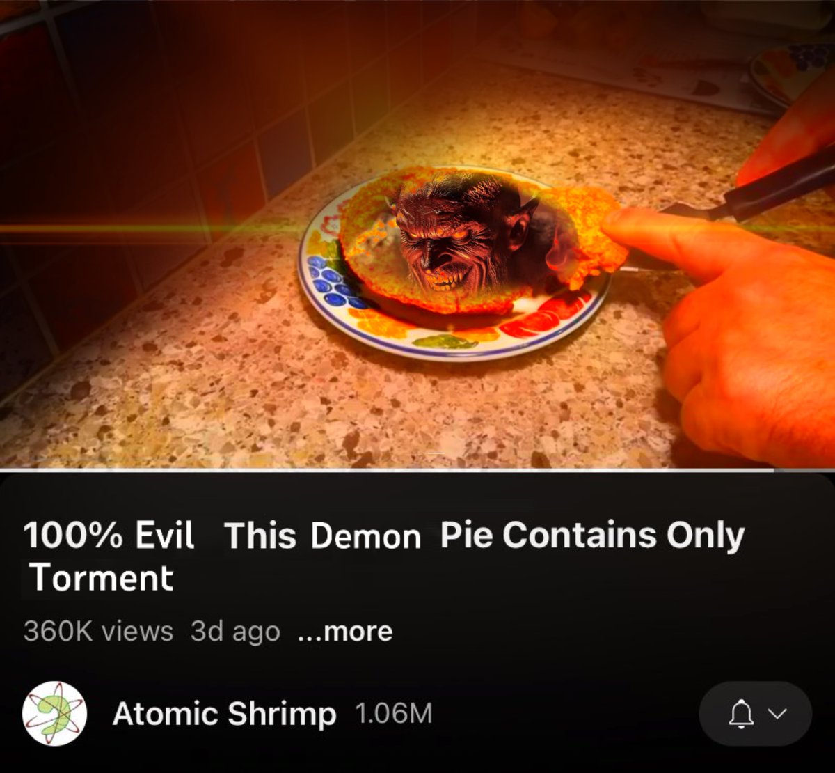 obsessed with this video because he soIved every issue he came across by just adding more torment. he tried making dough out of powdered souls and tears but tears weren’t thick enough so he used Iava. he used fright syrup to stop the dough from sticking to the pan. im in torment.