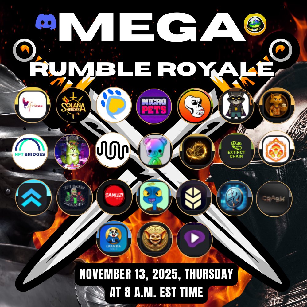 MicroPets_io's tweet image. Massive Cross Rumble Royale | Nov. 13. on Thursday.  at 9 AM EST ⚔️🏆

Make sure to join with us and win some prizes! 🥇

#MicroPets $PETS #RumbleRoyale