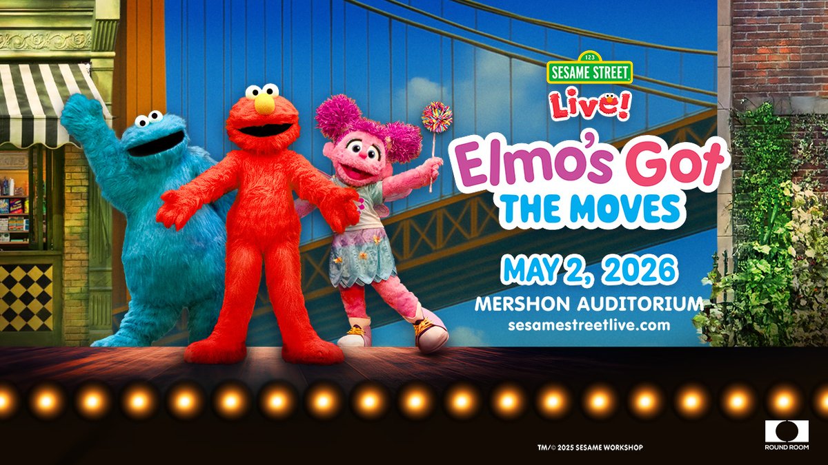 JUST ANNOUNCED! Sesame Street Live - Elmo’s Got the Moves is coming to <a href="/MershonAud/">Mershon Auditorium</a> on Sat, May 2, 2026.
🎟️ Presale: Thu, 11/13/25 @ 10AM — code MERSHON (runs thru 10PM)
🎟️ On sale: Fri, 11/14/25 @ 10AM
ticketmaster.com/event/05006364…