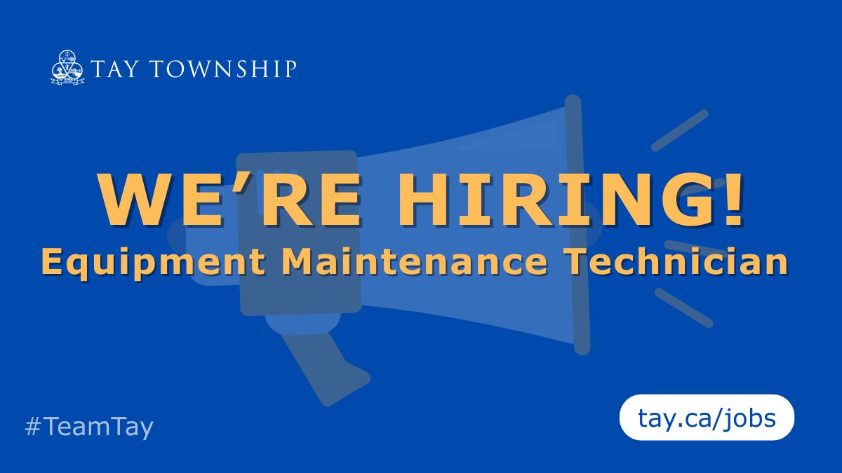 📣Join #TeamTay today! We're hiring!
➡️ Equipment Maintenance Technician (On-Site)
🌐Full details at tay.ca/jobs
🔔Posting Closes November 18, 2025 at 4pm