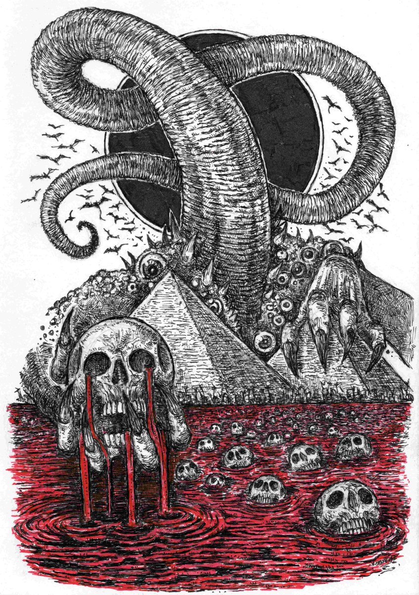 KiratiSatt's tweet image. Even the sacred soil, guarded by the ancient Elder Gods, cannot halt the  crimson tide as the blood of the innocent stains the Nile a deep,  foreboding red.

Nyarlathotep &quot;Blood flows into the Nile River&quot; 🩸