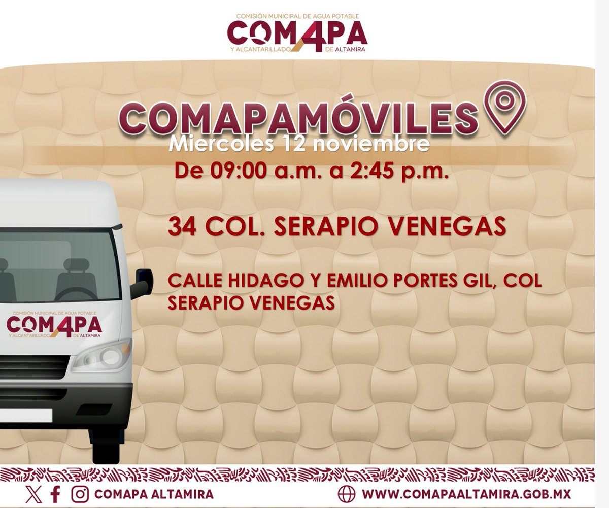 ✅ Te compartimos la ubicación de nuestros Comapamóviles 👇🏼

#ComapaAltamira