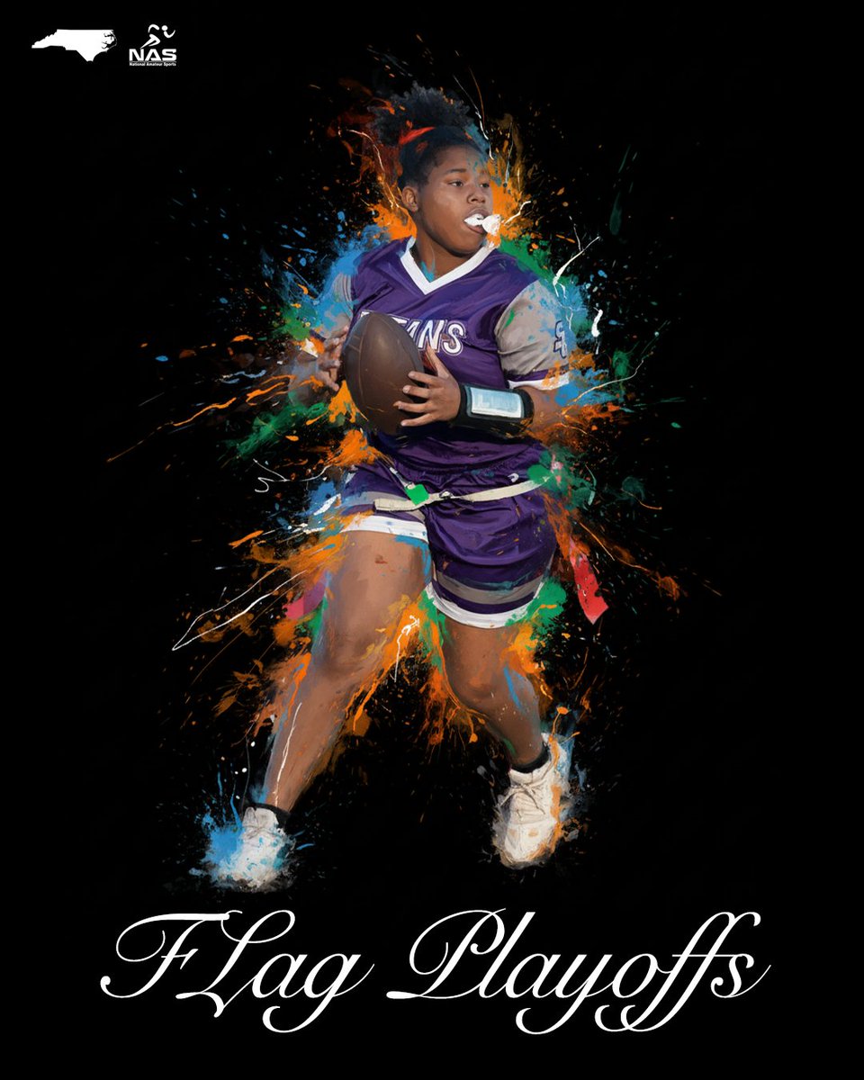 NASathleticzone's tweet photo. The NC Flag Football State Playoffs begin TODAY!

61 teams from 13 different counties will participate, with the state championship slated for Nov. 22.

Here's everything you need to know, including the bracket: https://t.co/kQJAu8sRRi https://t.co/y4x04cWRnK