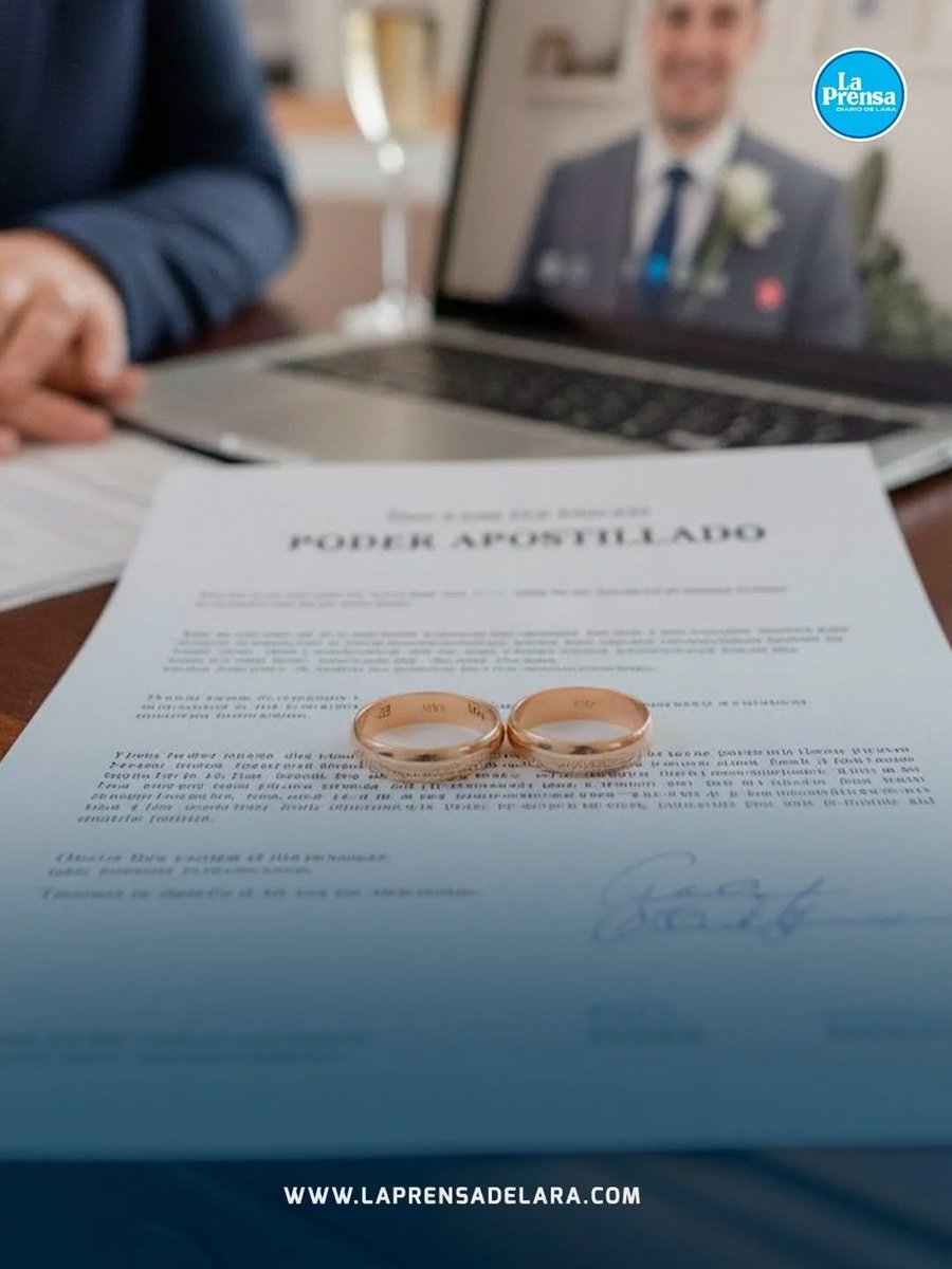 #12Nov #Lara  
Una pareja se casó a distancia entre Barquisimeto y Santiago de Chile mediante un poder apostillado, figura legal contemplada en el artículo 85 del Código Civil venezolano desde 1982. La modalidad se usa cada vez más entre migrantes. - <a href="/lanacionweb/">Diario La Nación</a>
