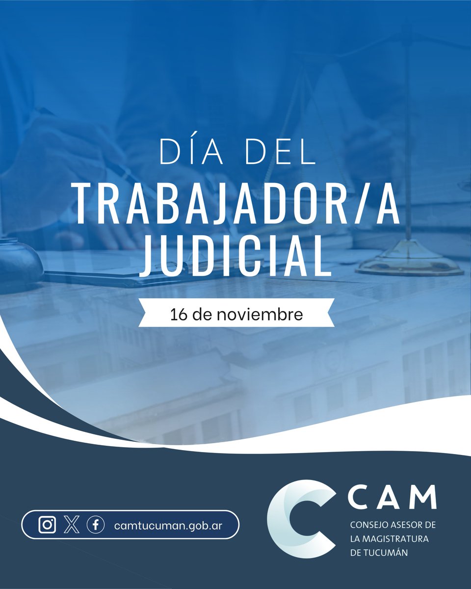 Saludamos a los/as trabajadores judiciales que con compromiso diario realizan su tarea al servicio de la comunidad. Este día se conmemora en el 73° aniversario de la Confederación Judicial Argentina, 1a agrupación nacional gremial.