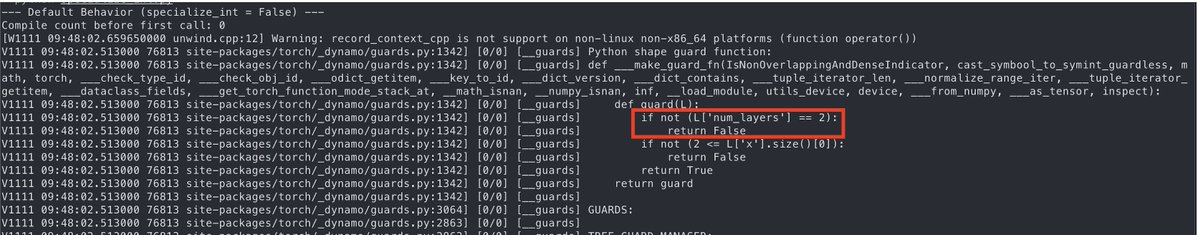tri_nomad's tweet image. Elaborating more on that.
when `specialize_int = False` (default) then dynamic=True or False has *NO* influence over it.
Only when `specialize_int = True` then dynamic=True will allow different values.
Consider the snippet... Only weird thing is