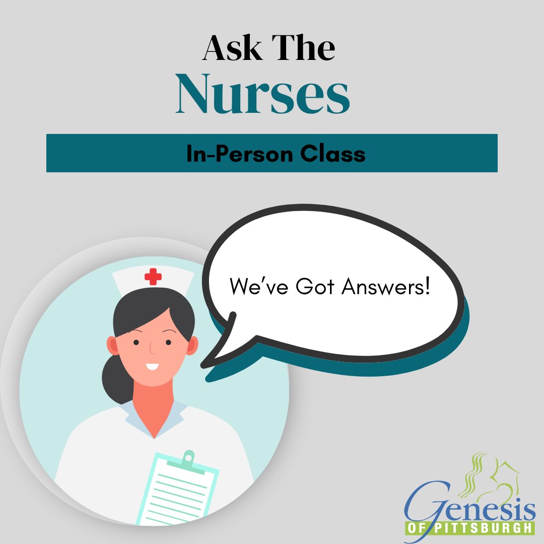 GenesisPgh's tweet image. Have questions for our nurses? Join our Ask the Nurses class today at 12 PM!
Get expert answers and tips on pregnancy, newborn care, &amp;amp; more.
📍The Bellevue Center (139 N Fremont Ave Pittsburgh, PA 15202)
#AskTheNurses #GenesisOfPittsburgh #PregnancySupport
