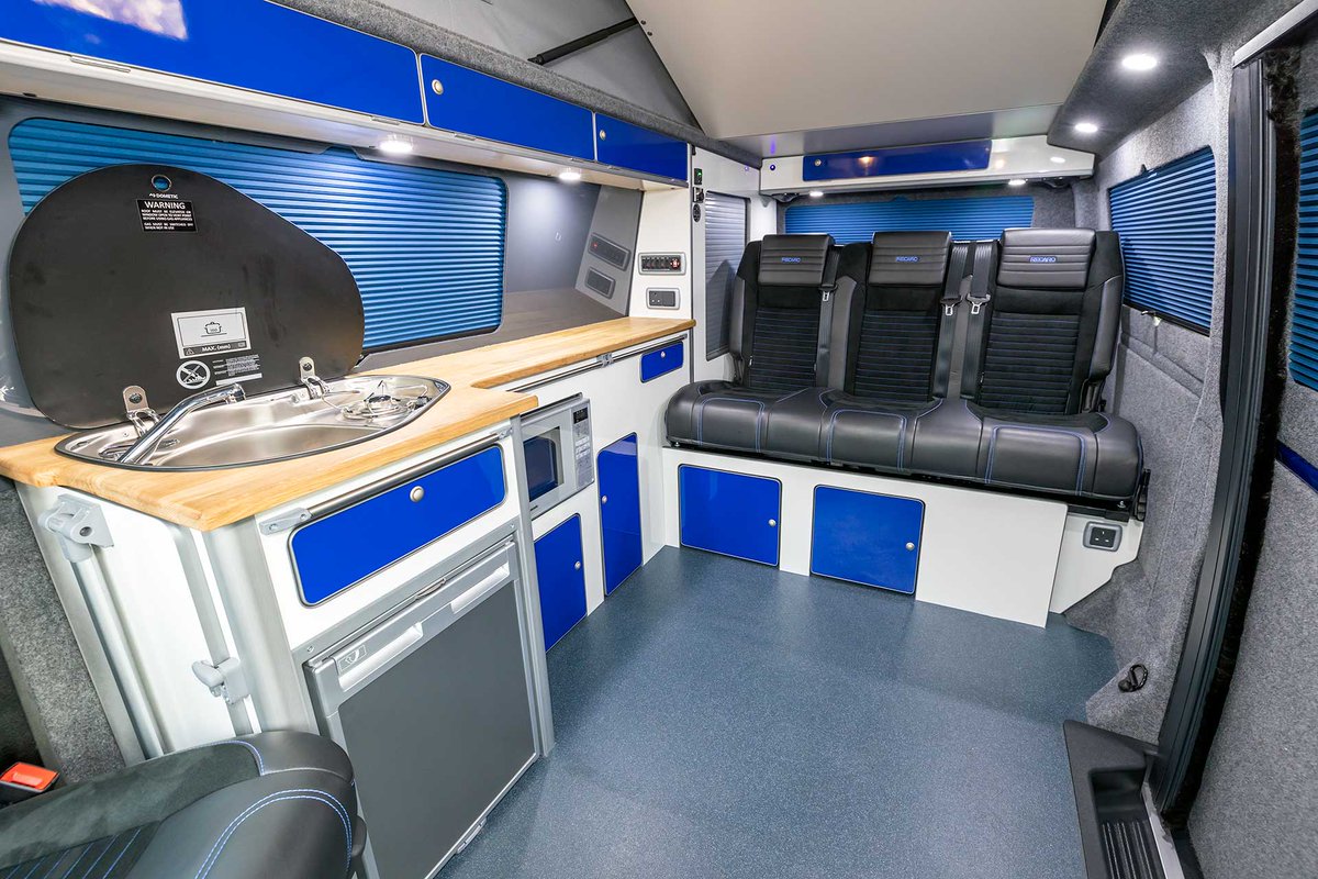 VW_Interiors's tweet photo. The Treago VW Campervan Conversion boasts a 3 seat RIB Bed system and L shaped kitchen making a practical conversion with a wider bed and extra seating, ideal for families as a multi-purpose vehicle. With a unique L shape kitchen 
#bodans #bodanscampers #camper #campervan https://t.co/KRTzkAP0Xb