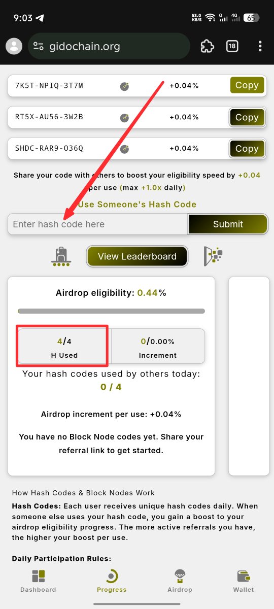 MdAlamin2512's tweet image. GIDOCHAIN #HASHCODE exchange: 

7K5T-NPIQ-3T7M
RT5X-AU56-3W2B
SHDC-RAR9-O36Q

Copy Hashcode  Past And Submit✅ 

@gidochain #gidochain