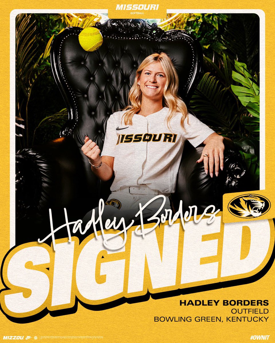 MizzouSoftball's tweet image. Capping off the Class of 2026, welcome to Columbia @HadleyBorders 🐯

- First Team All-State
- .504 Batting Average
- All-State Tournament Team

#MIZ🐯🥎 | #OwnIt