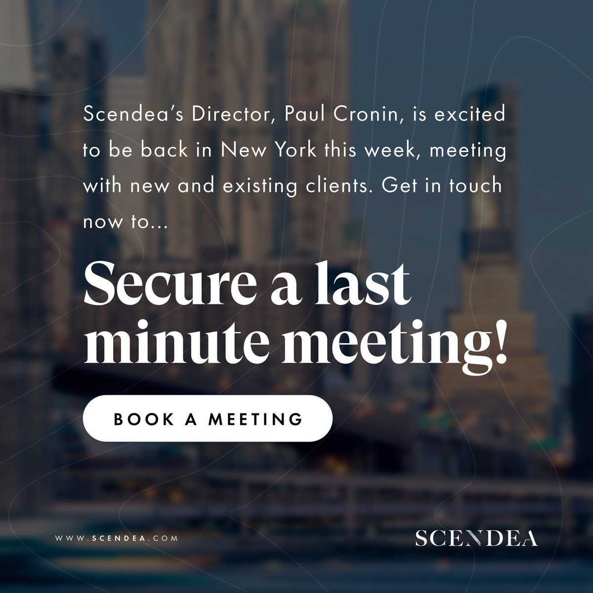 scendea's tweet image. Scendea is excited to be back in New York this week, meeting with new and existing clients. 
-
Missed the opportunity to meet? Book a virtual meeting to learn more about Scendea&apos;s services: scendea.com/contact
-
#drugdevelopment #USregulatorysupport