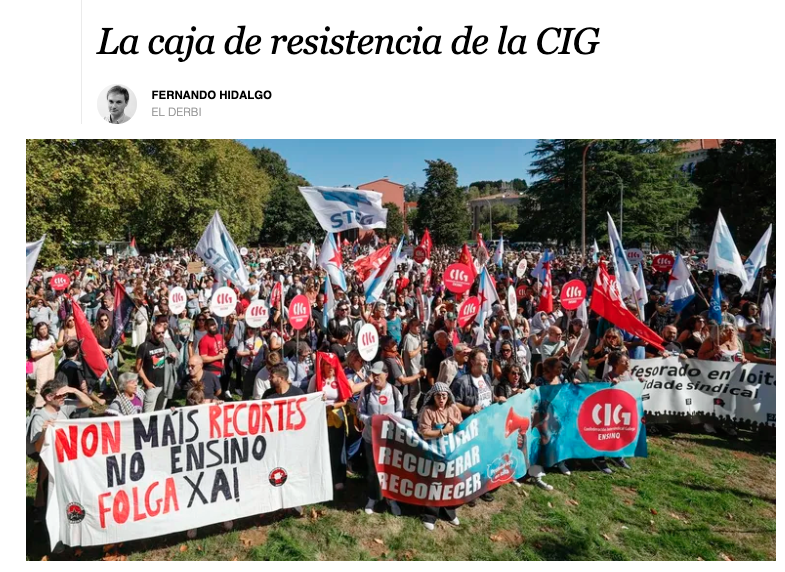 Nótase que lles saiu mal a xogada de nomear a Caixa de Resistencia da CIG e foi publicidade gratuita para a <a href="/galizaCIG/">CIG</a>.

Pois seguide, seguide informando á xente que o Ú𝐍𝐈𝐂𝐎 𝐬𝐢𝐧𝐝𝐢𝐜𝐚𝐭𝐨 𝐝𝐞 𝐆𝐚𝐥𝐢𝐳𝐚 𝐪𝐮𝐞 𝐭𝐞𝐧 𝐮𝐧 𝐟𝐨𝐧𝐝𝐨