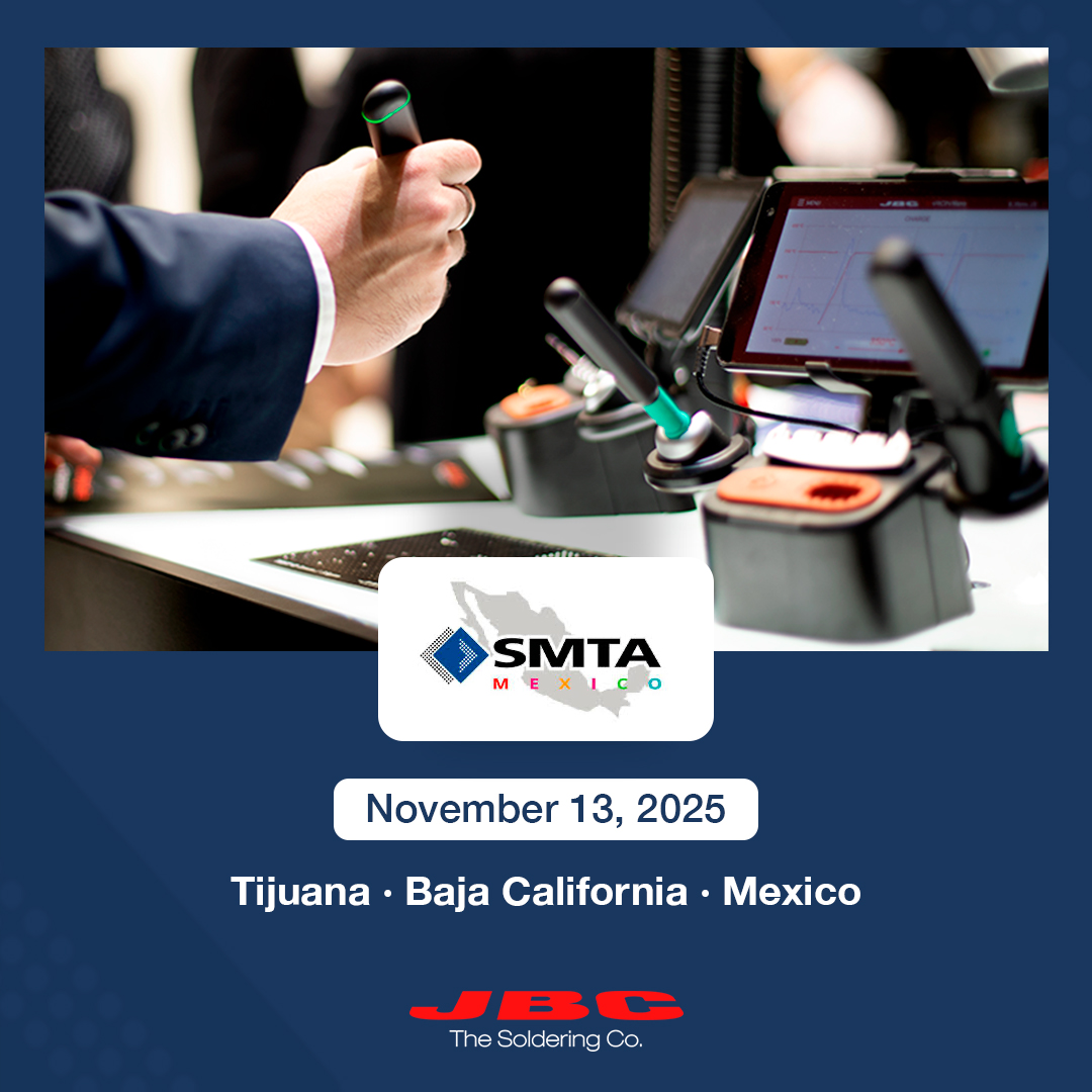 JBC will be present at the SMTA Tijuana Expo &amp; Tech Forum:

📅 : November 12, 2025
🏢 : Quartz Hotel Tijuana
🗺️ : Baja California, Mexico
🌐 : smta.org/events/EventDe…

#IndustrialExpo #HandSoldering #JBCtools #Manufactura #Rework #SolderingTools #Mexico #Tijuana