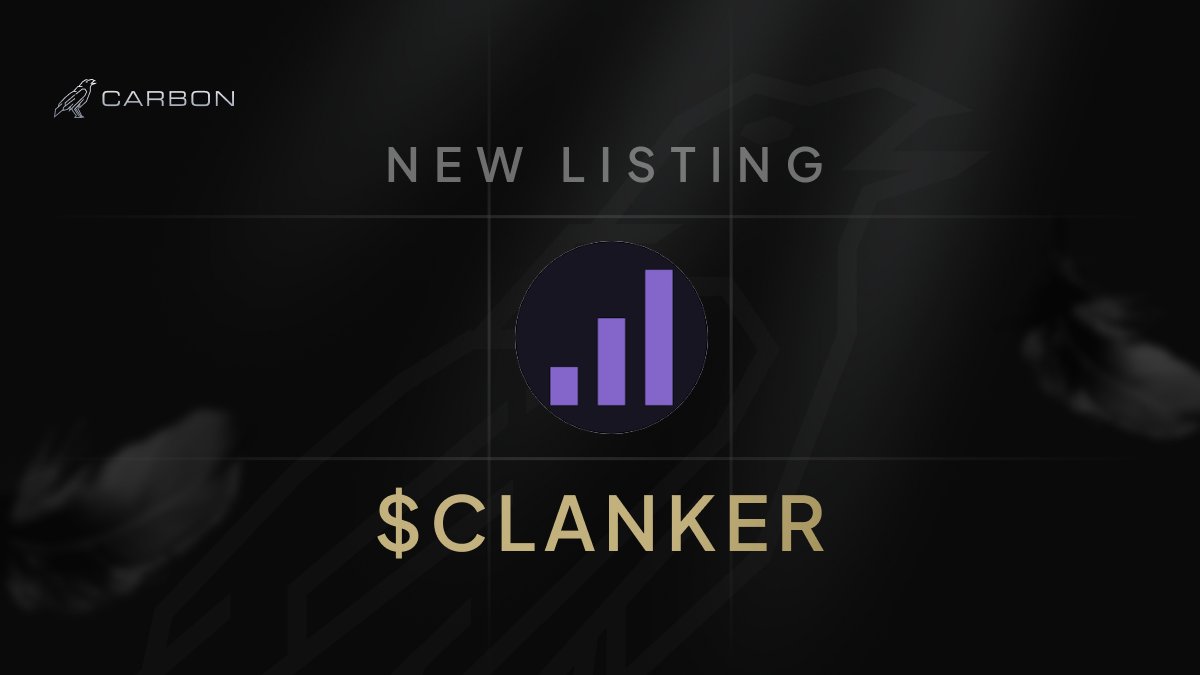New Listing Announcement📊

users can now long &amp; short $CLANKER with up to 20x leverage on #Carbon

👉Trade $CLANKER Now: app.carbon.inc/trade/CLANKERU…
