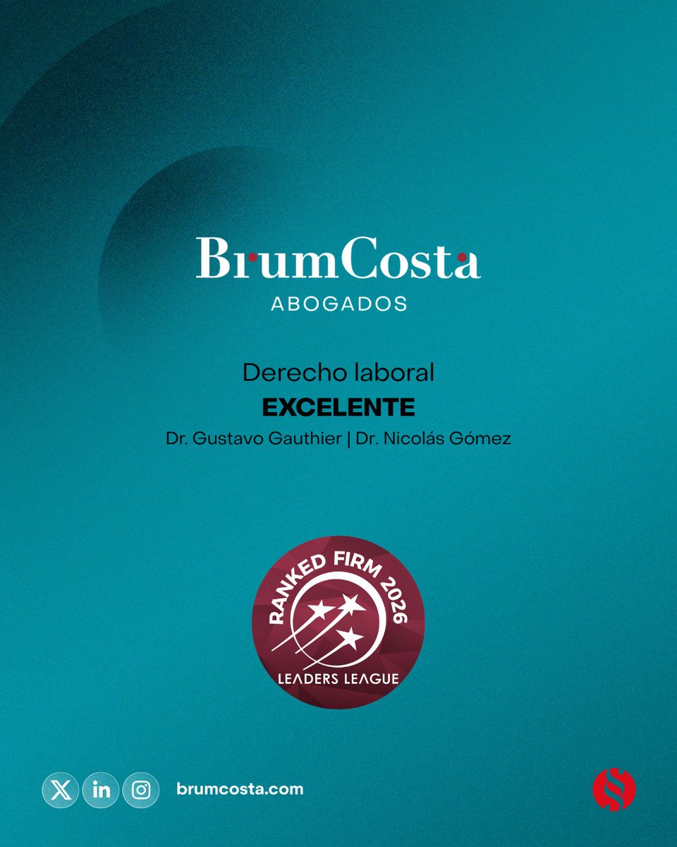 Orgullosos de ser reconocidos por Leaders League en M&amp;A, Banca y Finanzas, Derecho Fiscal y Laboral.
Felicitamos a nuestros profesionales destacados: Dr. Costa, Dra. Milsev, Dr. Diana, Dr. Gauthier y Dr. Gómez.
Compromiso y excelencia.