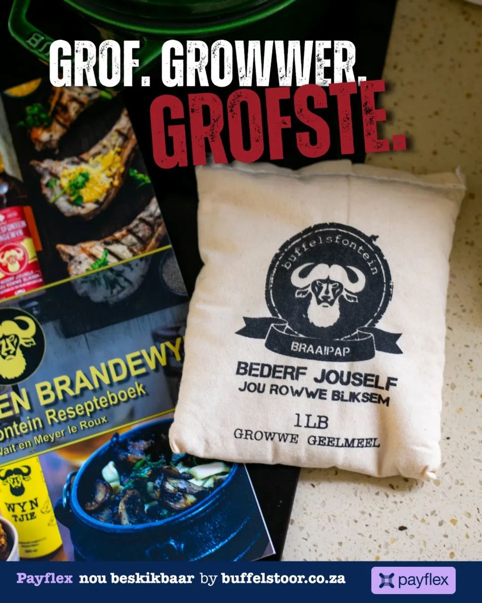 Growwe geelmeel wat jou bord vol maak en jou hart warm.

buffelstoor.co.za/products/buffe…

.
.
.
#buffelsfonteinbrandewyn #buffelstoor #buffelsfontein
