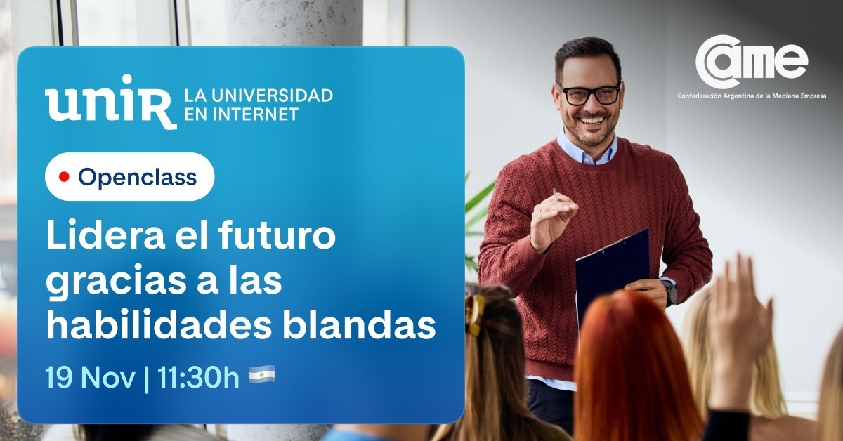 CAPACITACIÓN PARA LA GESTIÓN PYME

Sumate desde todo el país 🇦🇷 al webinar "Lidera el futuro gracias a las habilidades blandas", un espacio de formación en alianza con <a href="/UNIRuniversidad/">Universidad Internacional de La Rioja (UNIR)</a> para repensar el liderazgo desde una perspectiva humanista y transformadora.

🗓️ Miércoles 19