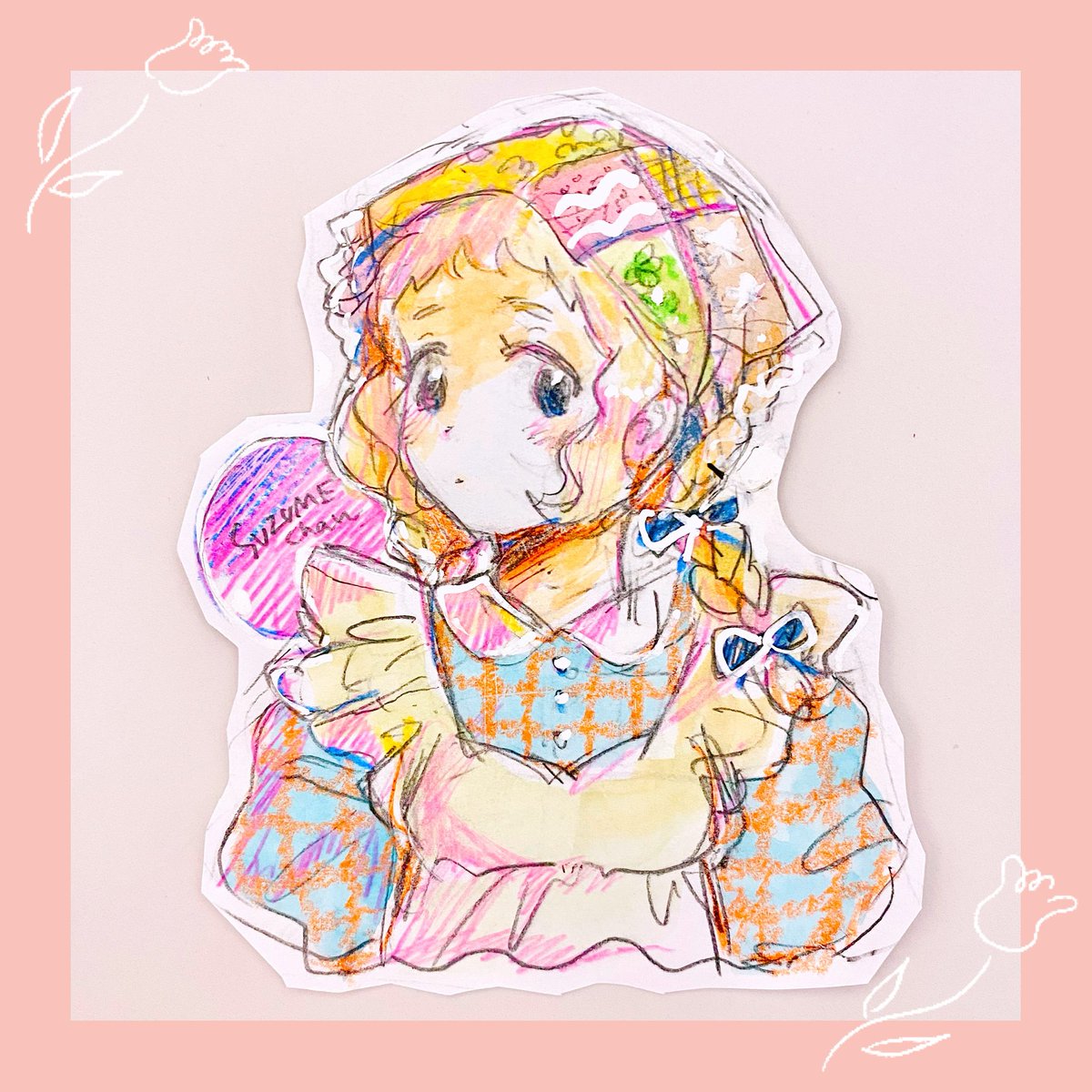 だいぶ前に描いた落描きがスケッチブックの隙間から落ちてきた💐