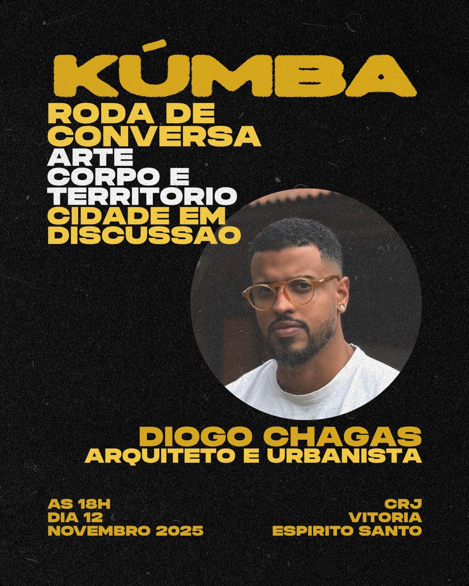projetoSuburbio's tweet photo. Kúmba 🔥
Cidade em Discussão🌃

Hoje teremos roda de conversa com Diogo Chagas, Pablo Vieira e Thaisa Formentini.

📍 CRJ - Centro de Referência da Juventude (Av. Vitória, 1320, ilha de Santa Maria, Vitória/ES) https://t.co/26im53psVA