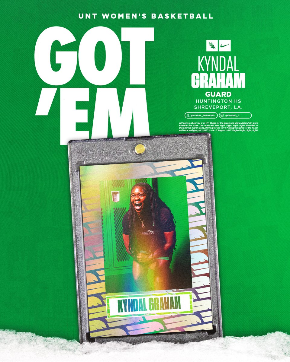 MeanGreenWBB's tweet image. One of Louisiana's best in the 2026 class is making her way to Denton!

Welcome to the family, Kyndal!

#GMG🦅 I #PremiumGasOnly⛽️