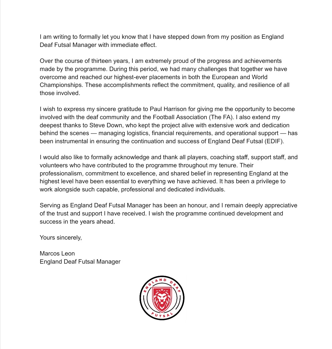 End of an era!👏

After many dedicated years, <a href="/FutsalLeon/">Marcos Leon</a> has announced his departure as a national team coach. His tireless work, leadership &amp; passion have helped the team to achieve a remarkable success — inspiring a generation of players over a decade.

A true ambassador! 🏴󠁧󠁢󠁥󠁮󠁧󠁿🙌