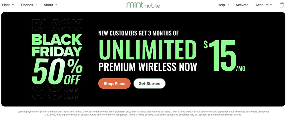 This + the promo code "15NOW" gets you a solid T-Mobile-powered unlimited plan for $10 a month for 3 months

Crazy

Get it here: mint-mobile.58dp.net/Bn6V3x (Affiliate)