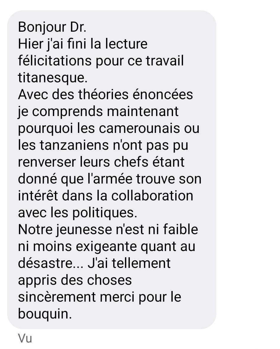 Message reçu ce matin d'un jeune étudiant kinois. Plutôt rare, par ces temps qui courent.