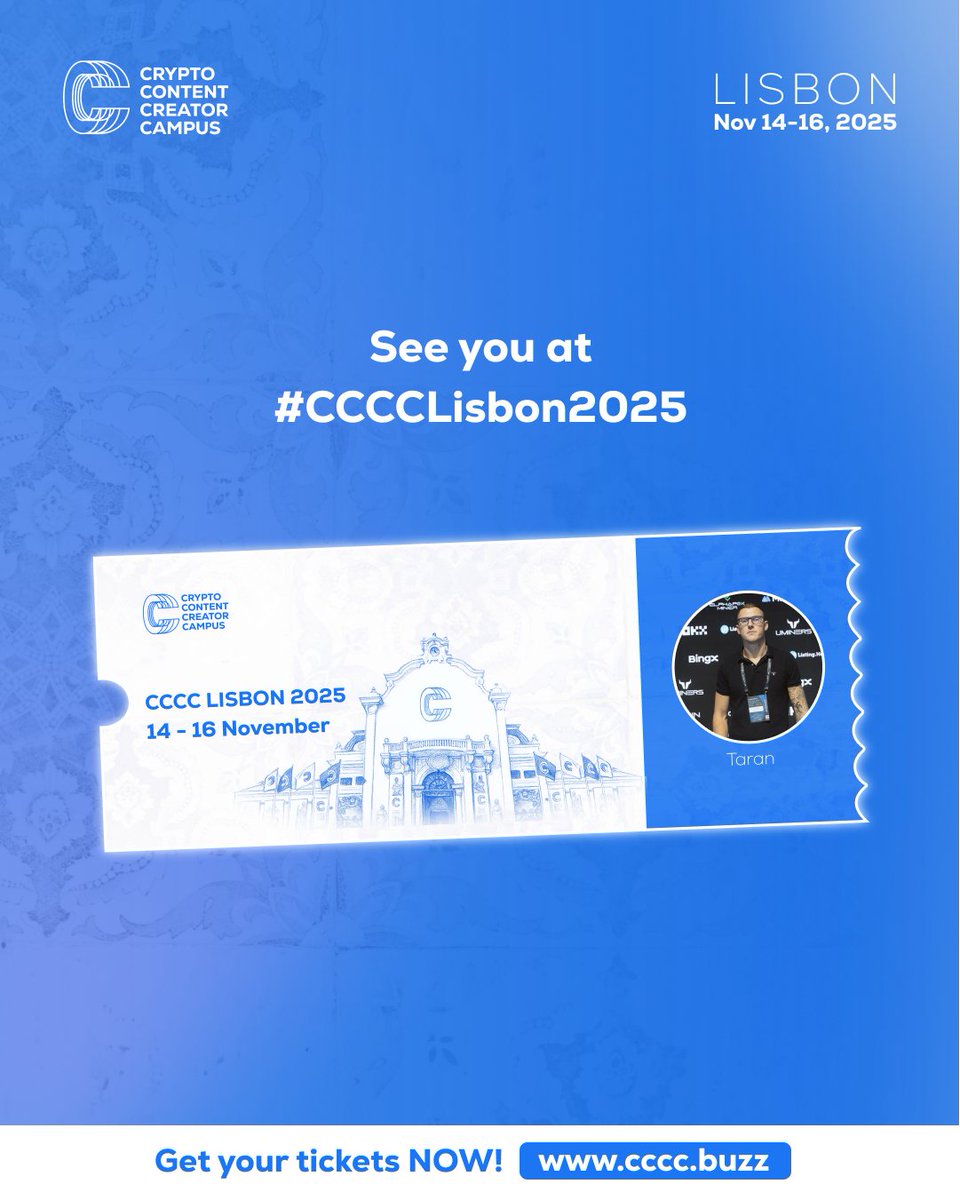 ✈️ My next trip is just a few days away — I’m heading to Lisbon for the <a href="/CCCCampus/">Crypto Content Creator Campus</a> , a campus for crypto content creators. 

🤗 I’m really excited to attend such an interesting event thanks to <a href="/Bybit_Official/">Bybit</a>. 

Wishing everyone safe travels — see you soon in Lisbon! 🫡🇵🇹