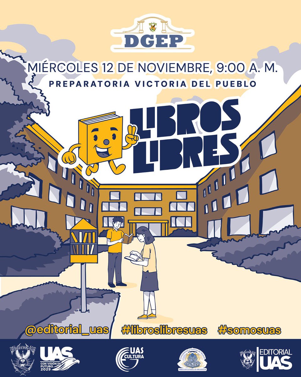 Hoy visitáremos con el programa Libros Libres las preparatorias Hermanos Flores Magón y la Victoria del Pueblo de Aguaruto. #uas #sinaloa #editorialuas #libroslibres