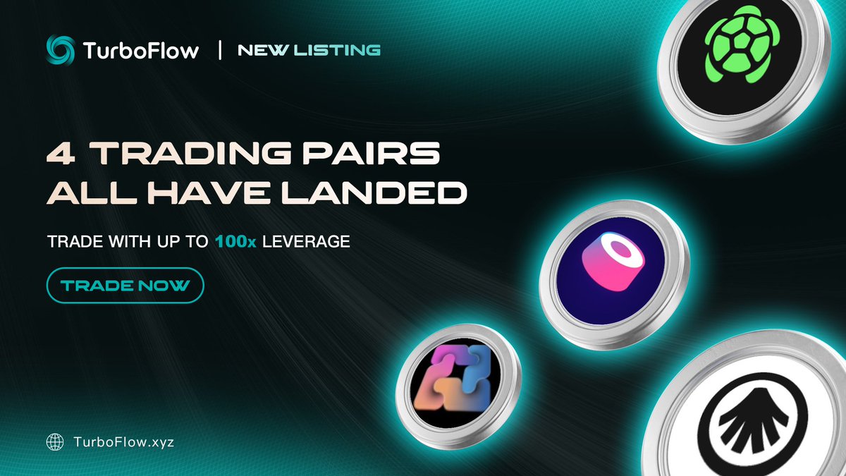 TurboFlow_xyz's tweet image. 📢TurboFlow New Listing🌀

JCT/USDT, SUSHI/USDT , TURTLE/USDT and ALLO/USDT are now listed on TurboFlow.

You can long or short those trendy assets with up to 100x leverage, fully decentralized and zero slippage on TurboFlow, go now⬇️
🔗turboflow.xyz/trade/