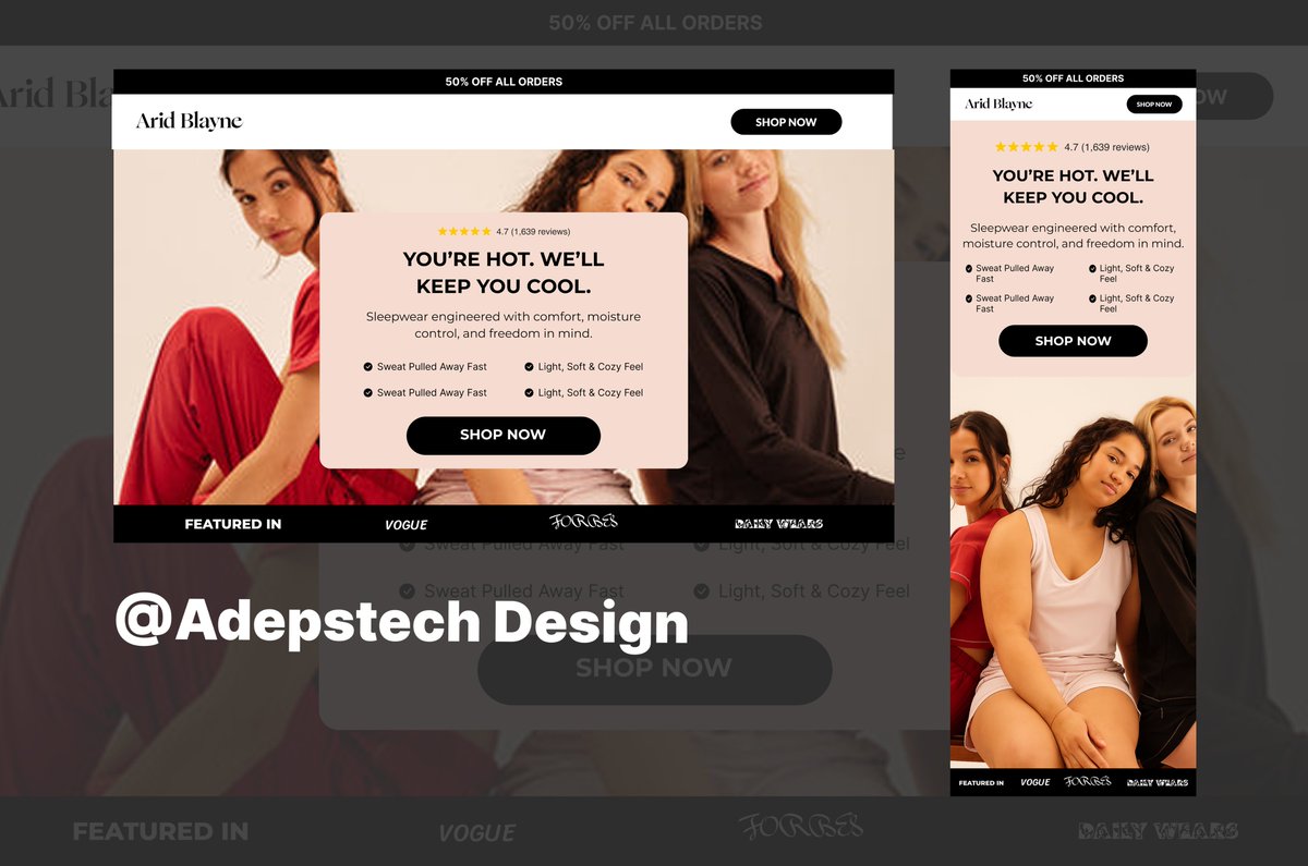 AdepsTech's tweet image. As a designer, my goal with every hero section is simple:
Make your message instantly clear.

Because if your visitor has to “figure it out,” they won’t.
That’s what makes clarity your best conversion tool.

Designed in @figma

#UXDesign #BrandDesign #WebDesign