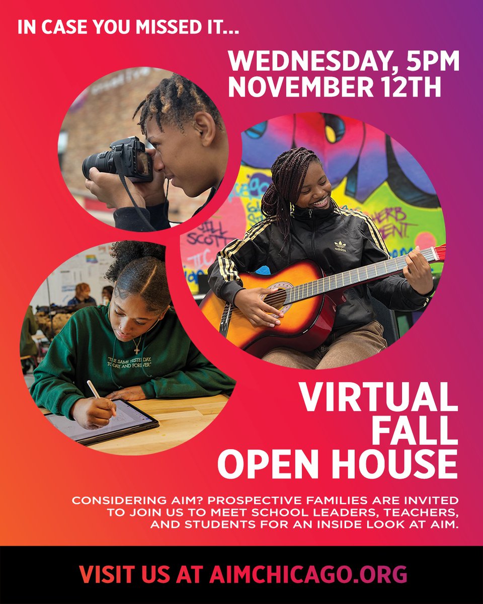 Don't forget our Virtual Open House is this evening at 5 PM. Hear directly from AIM leaders about what makes our culture and curriculum so special.
We can’t wait to connect with you — register using the link in bio!

docs.google.com/forms/d/e/1FAI…