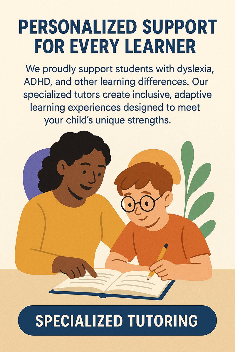 LearnCenterT's tweet image. Every learner deserves a plan that fits them.
We proudly support students with dyslexia, ADHD, and other learning differences through personalized, adaptive tutoring. 💙
Learn more ➡️ info.learnercenteredtutoring.com
#Tutoring #InclusiveEducation #Dyslexia #ADHD