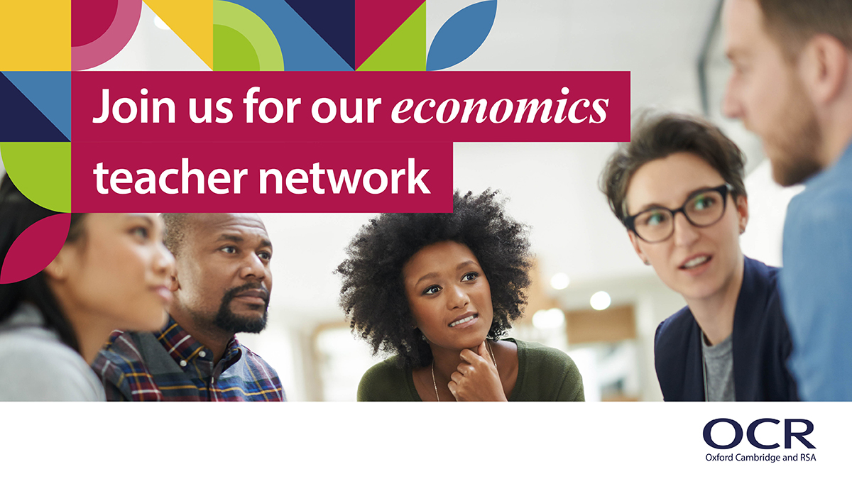 OCR_BusEcon's tweet image. #Economics #GCSEeconomics teachers - sign up now for our Autumn online GCSE Economics Teacher Network, Tues 2nd December 👉 ow.ly/ghOA50XqmFH