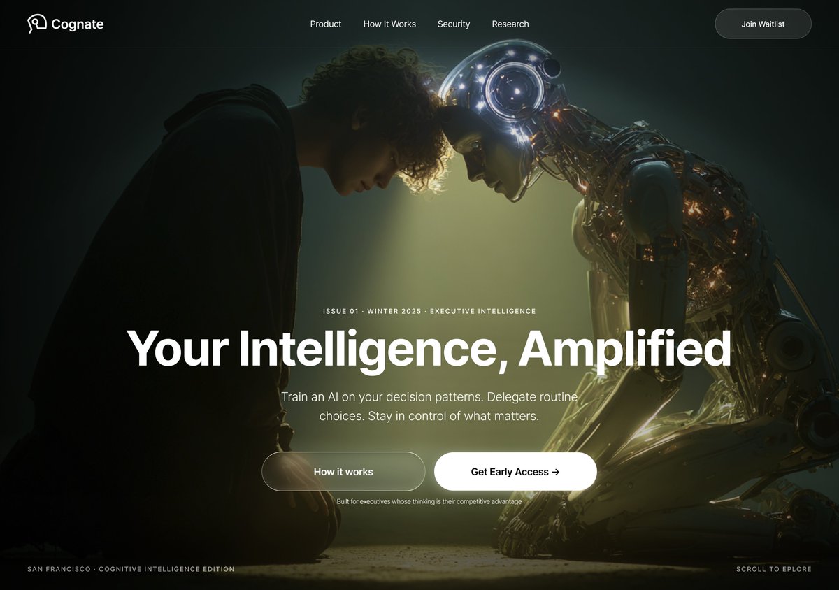 rishabhhdesigns's tweet image. Hero exploration: COGNATE, an AI-based SaaS that mimics your intelligence and decision-making

How does it look?