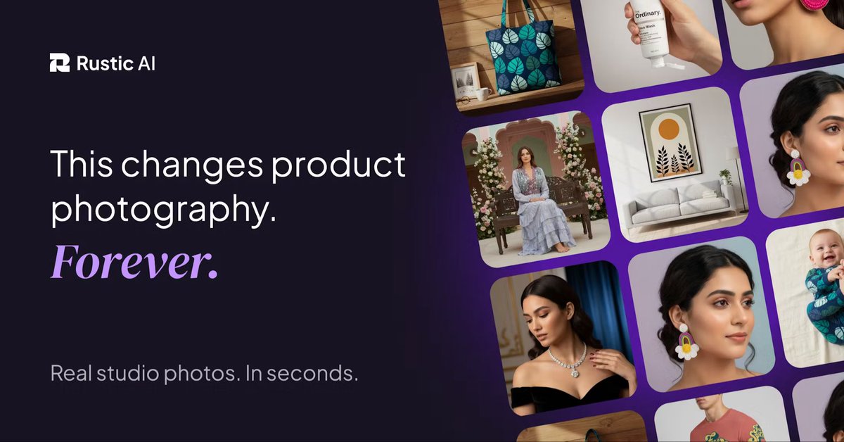 rusticai's tweet image. Ultimate productivity suite for budding e-commerce brands. 

#photoshoot #photographer #aiagent