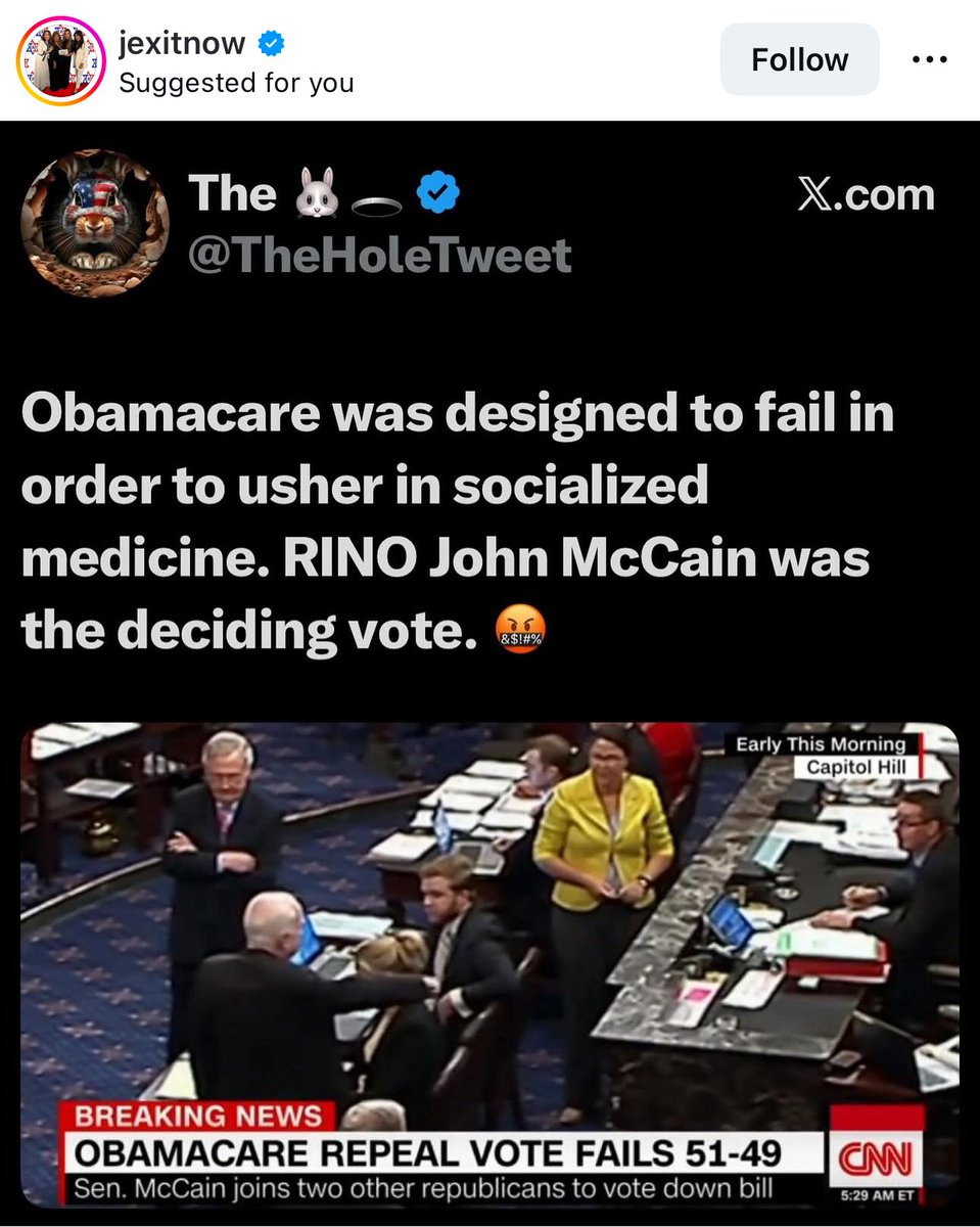This is why McCain was a POS !!!!  He campaigned on getting rid of Obamacare for YEARS !!! <a href="/greggutfeld/">GregGutfeld</a> <a href="/JesseBWatters/">Jesse Watters</a> <a href="/marklevinshow/">Mark R. Levin</a>