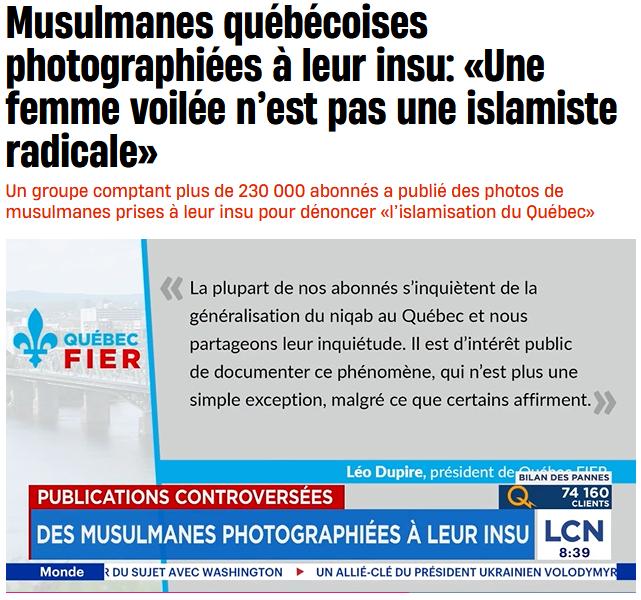 NOTRE RÉPONSE AU JOURNAL DE QUÉBEC

Un journaliste se fait aujourd’hui le porte-voix du Conseil national des musulmans canadiens (CNMC), un groupe lié à la mouvance des Frères musulmans et déjà dénoncé dans les pages de ce même journal par feu Frédéric Bastien, Joseph Facal et