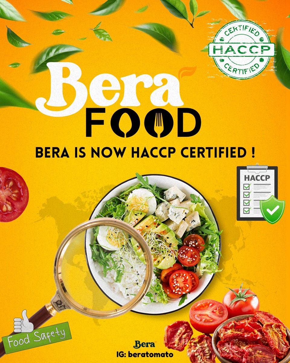 beratomato's tweet image. OFFICIAL🔊 : Bera Foods is now HACCP Certified. ✅

This marks our commitment to upholding the highest global food safety standards. We don't just make tomato paste; we make a promise of quality and safety you can trust.

#Bera #HACCP #FoodSafety #Quality