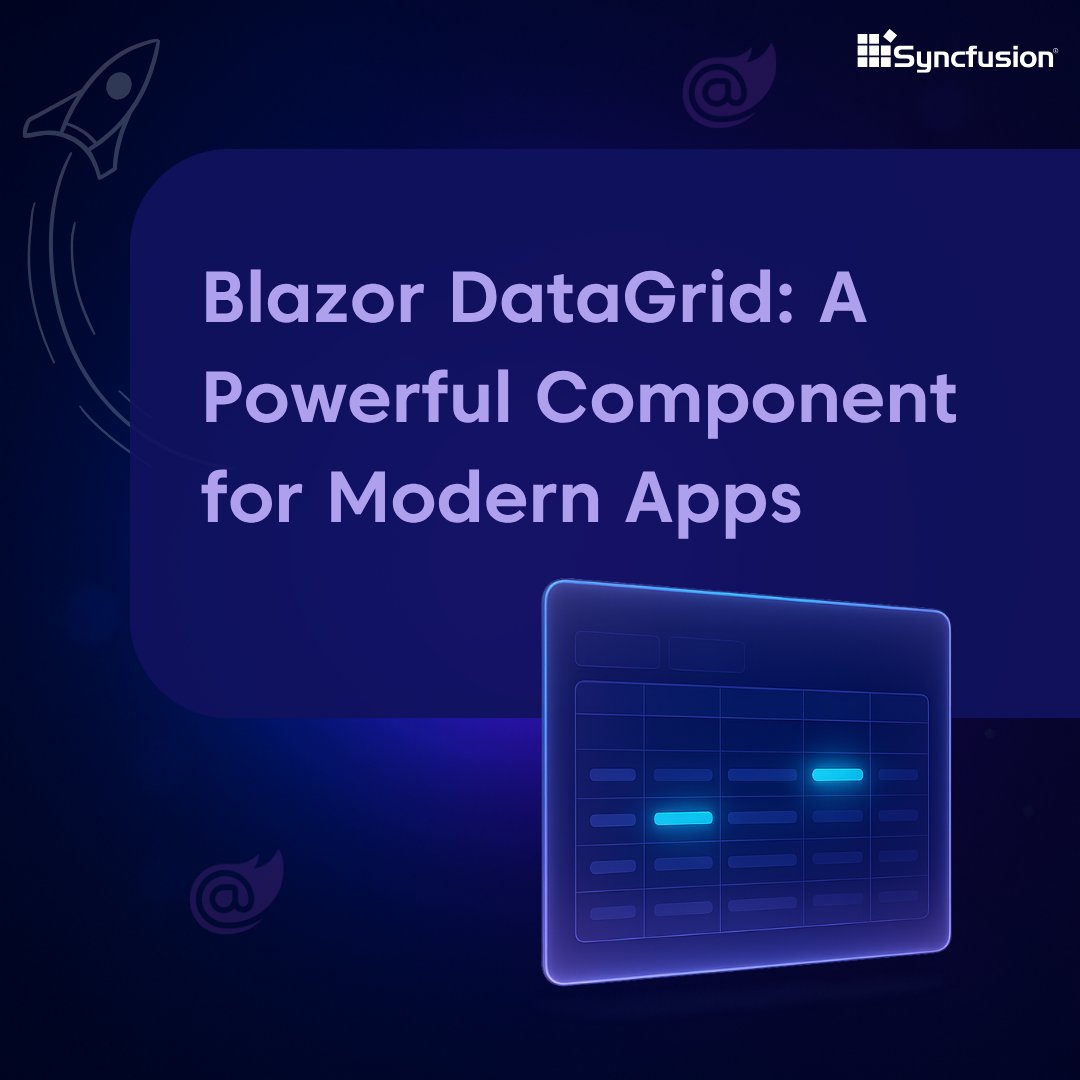 Syncfusion's tweet image. ⚡ Managing large datasets in web apps just got easier!

Our Blazor DataGrid makes complex data management simple, scalable, and lightning fast — built for real-world performance.

Here’s why the Blazor DataGrid truly stands out 👇

#Blazor #WebDevelopment #DataGrid #DotNet