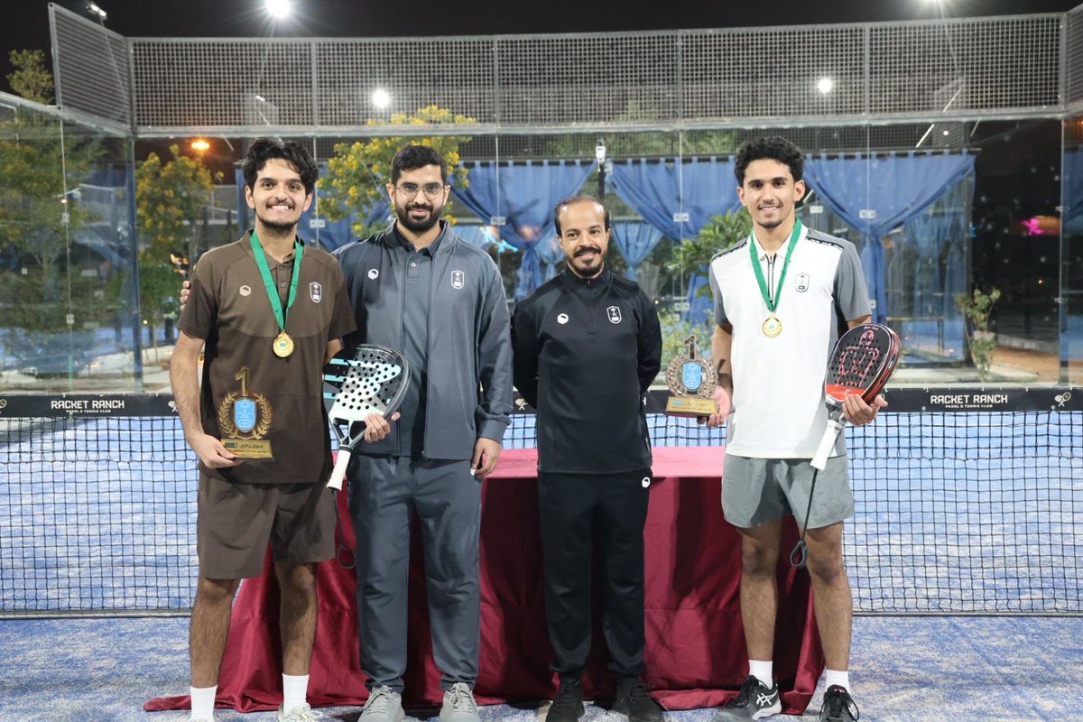 ksusport1's tweet photo. 🎾 اختتمت بطولة #جامعة_الملك_سعود للبادل بتتويج الفائزين: 

🥇المركز الأول: فريق تيم الإدارة 
يزيد العثمان &amp; نواف السويدان
 🥈المركز الثاني: فريق KSU 
محمد البنيان &amp; فيصل المنصور

 نهنئ الفائزين، وشكرًا لكل من ساهم في نجاح البطولة! 
#البادل #الرياضة_الجامعية https://t.co/M98ftiryf6