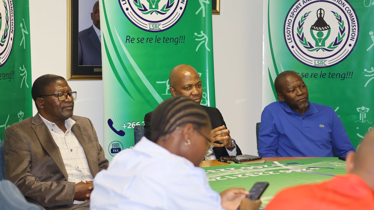 LesothoPR's tweet image. Minister Motlatsi Maqelepo welcomed the new LEFA President Lijane Nthunya, presented by LSRC President Baba Malephane, calling their unity “a new dawn” for Lesotho sports.
#SportsForUnity #LEFA #MTSAC #Lesotho #BasothoRising