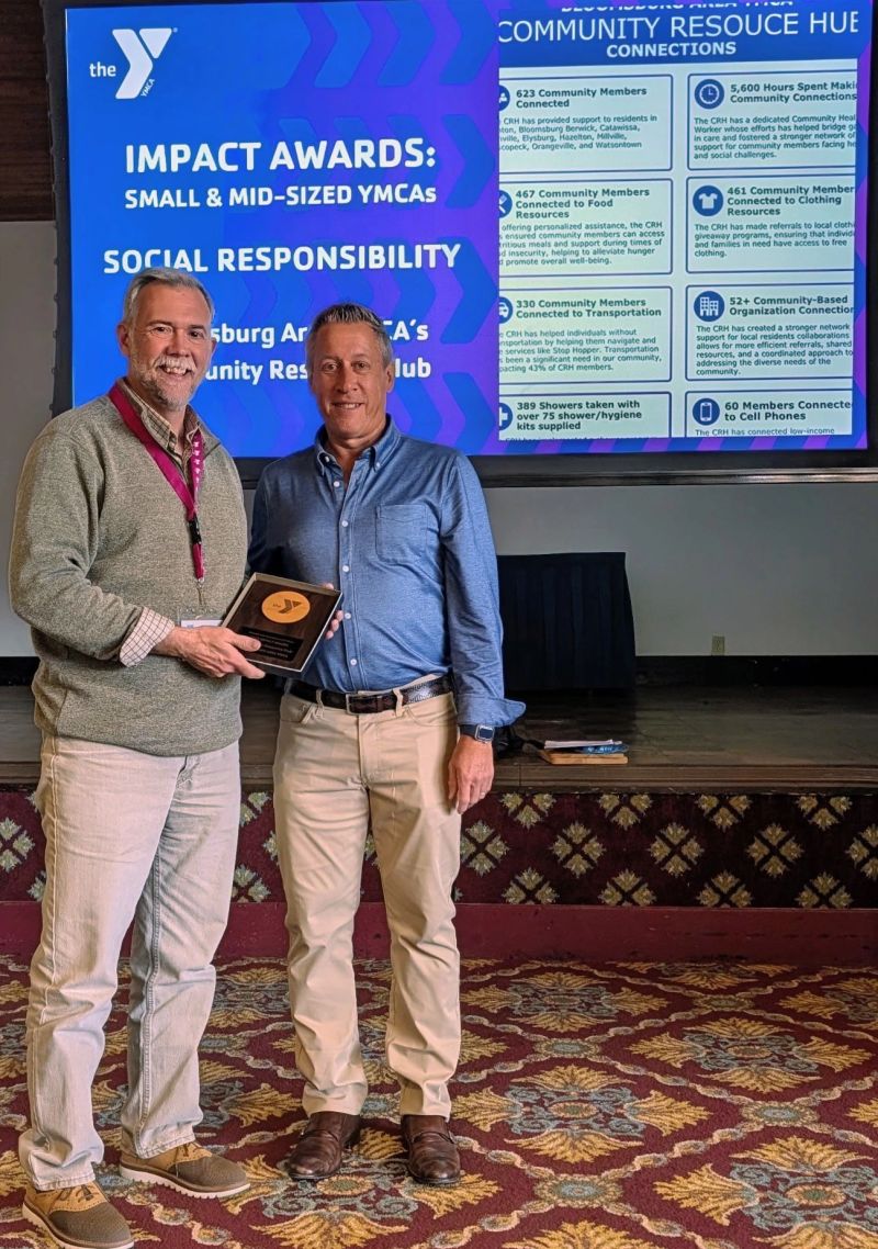 Congratulations to CEO, Wayne Stump, and the team at the Bloomsburg Area YMCA for their 2025 Impact Award.

The Impact Award was presented to the Bloomsburg Area YMCA staff last week. The award was in recognition of their work on the Bloomsburg Area YMCA Community Resource Hub.