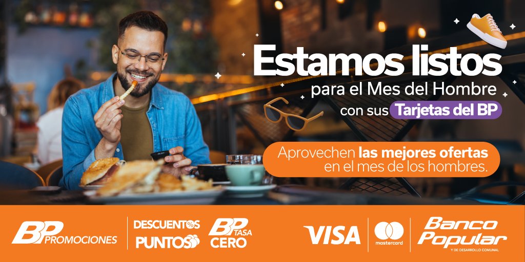 En el mes del Hombre ellos merecen una compra, un chineo o una salida. Hágalo pasar con sus Tarjetas del Banco Popular.​
​
📞 Call Center Tarjetas 800–2570422​
 💬 Más información: bancopopular.fi.cr