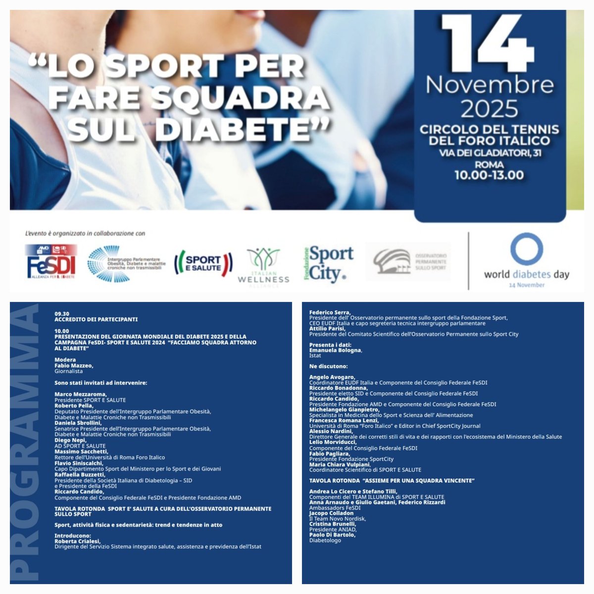 Venerdì 14 Vi aspettiamo al Circolo del Foro Italico a Roma. Per Fare Squadra su un tema così importante #esserci