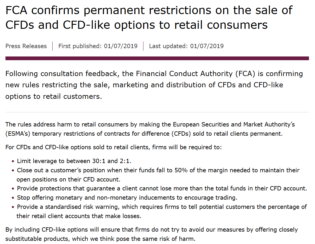 Zidave1's tweet image. Literally less than a year before the FCA had acted on the sale of CFDs to retail customers (the exact classification of #footballindex customers) because of the high risk nature and poor conduct of firms selling them.
